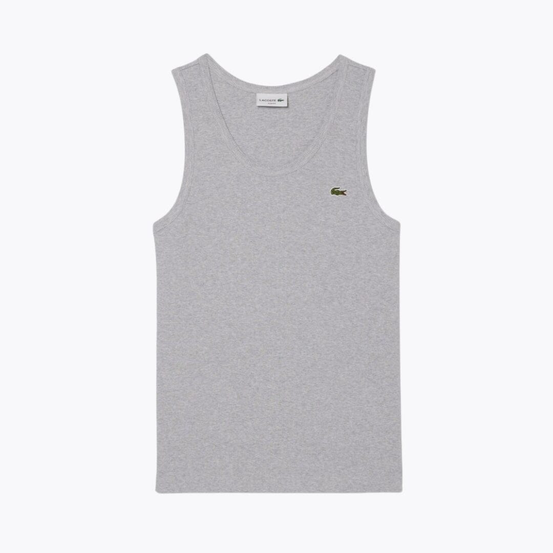 LC Slim Fit Ribbed Cotton Tank Top Lacoste Luxvian Light grey S