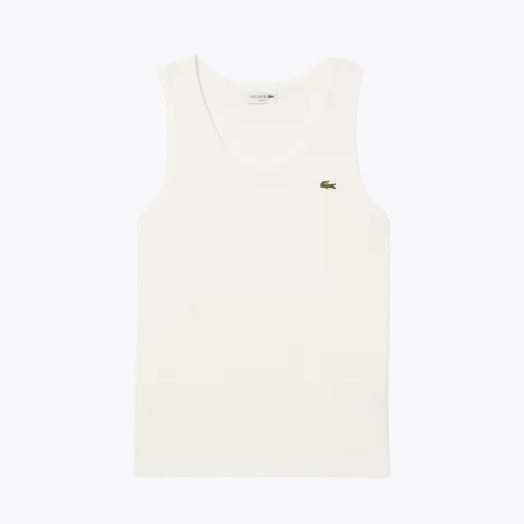 LC Slim Fit Ribbed Cotton Tank Top Lacoste Luxvian White S