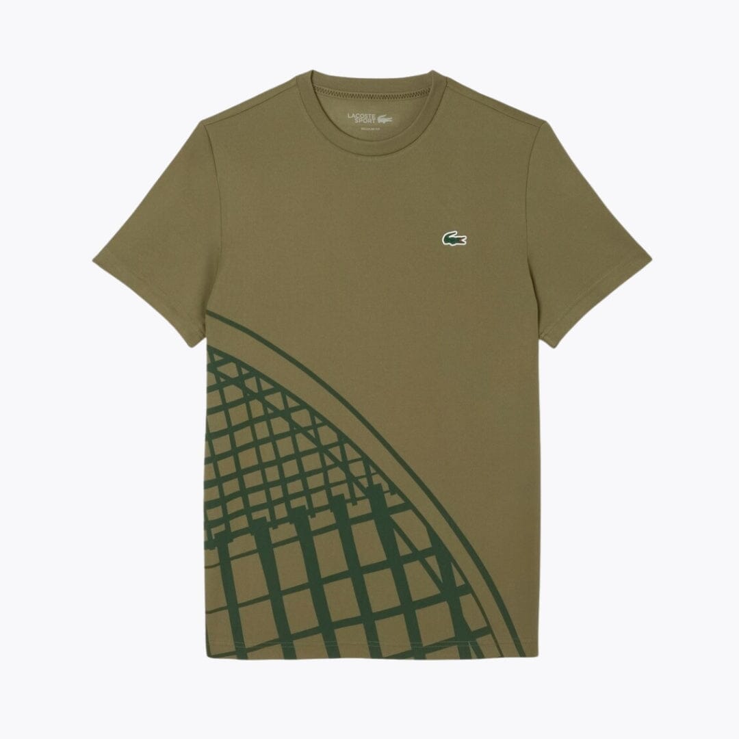 LC Ultra Dry Printed Tennis T-shirt Lacoste Luxvian Khaki green S