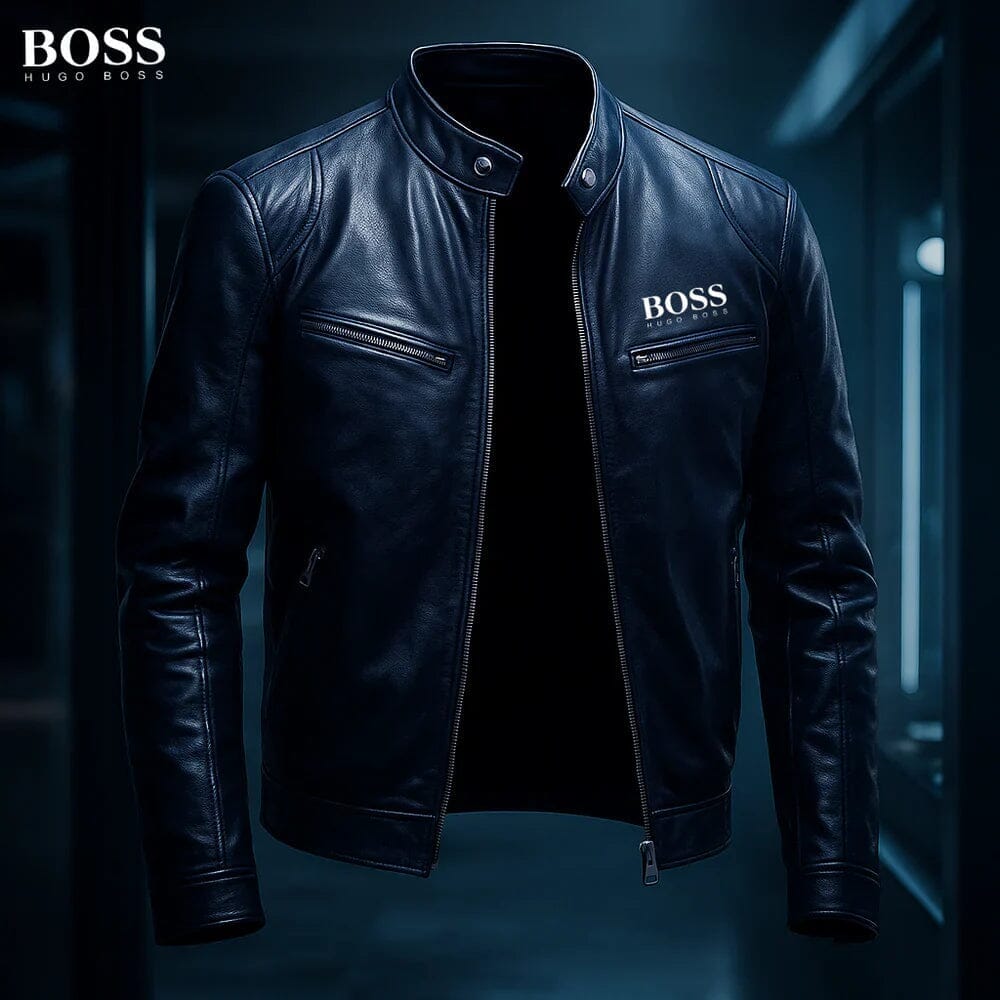 HB - Leather Jacket Hugo Boss Aurev Blue S 