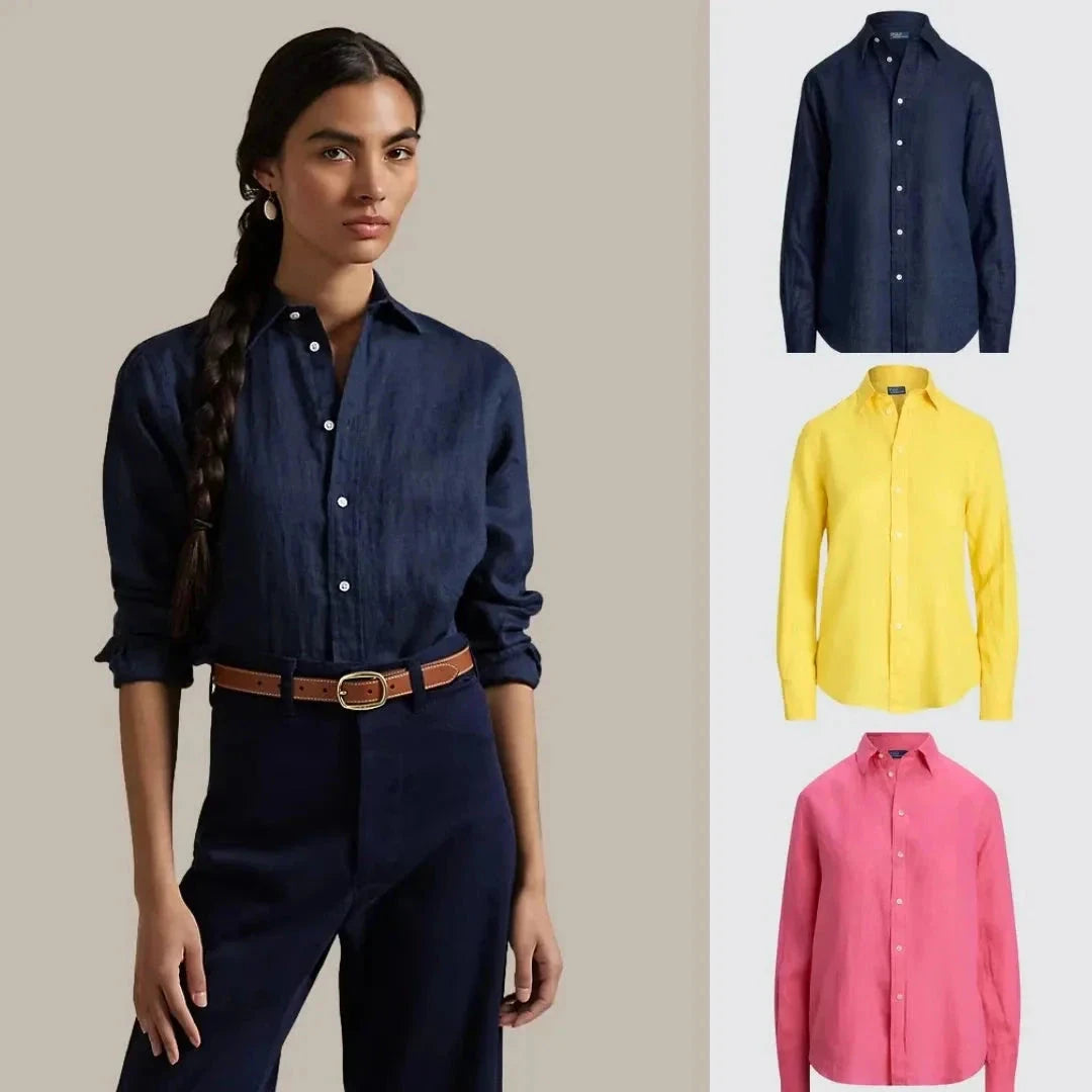 Kaufen Sie 1, erhalten Sie 3! Klassisches Leinenhemd Luxvian Blau - Gelb - Rosa S 