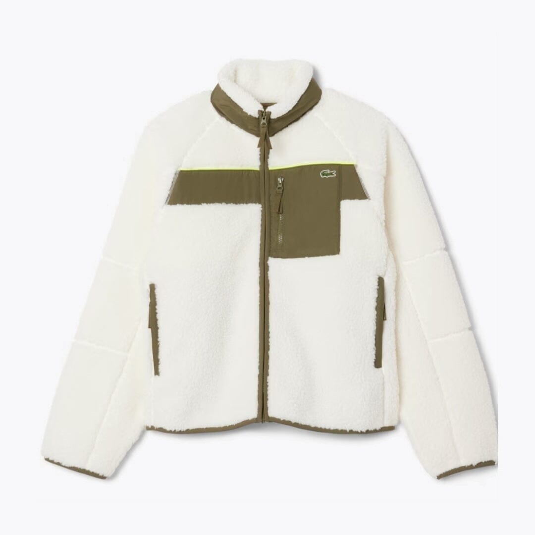 LC Colour-Block Sherpa Fleece Jacket Lacoste Luxvian White / Khaki green S 
