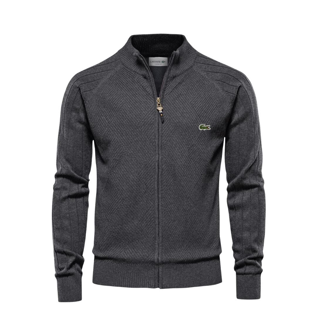 LC Pull Zippé Texturé Homme Lacoste Luxvian Gris S 