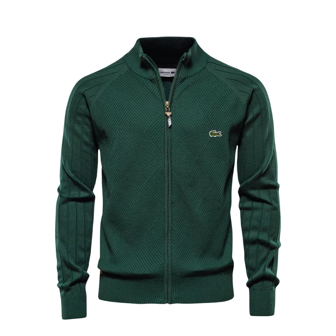 LC Pull Zippé Texturé Homme Lacoste Luxvian Vert S 