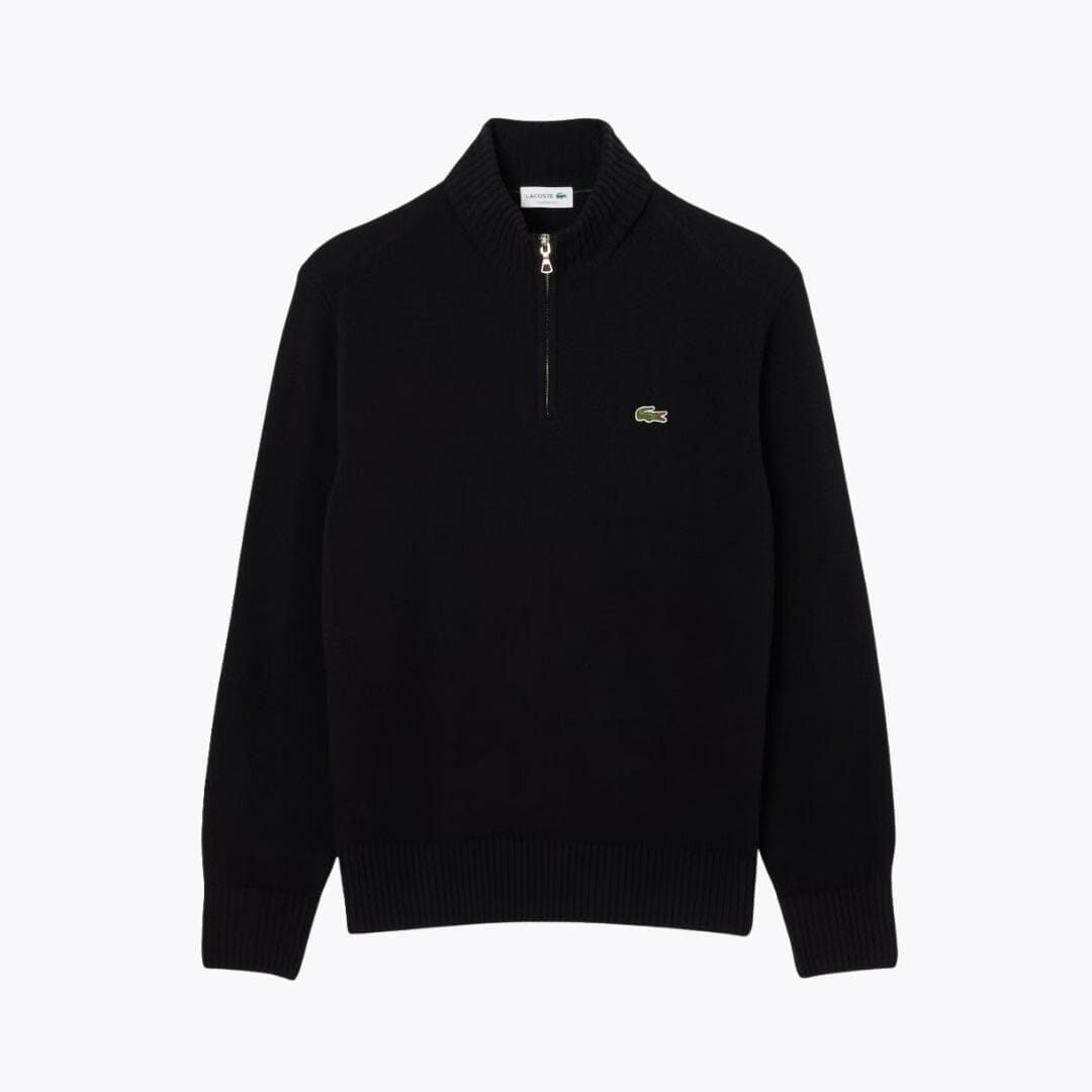 LC Zipped High Neck Carded Wool Sweater Lacoste Luxvian Black S 