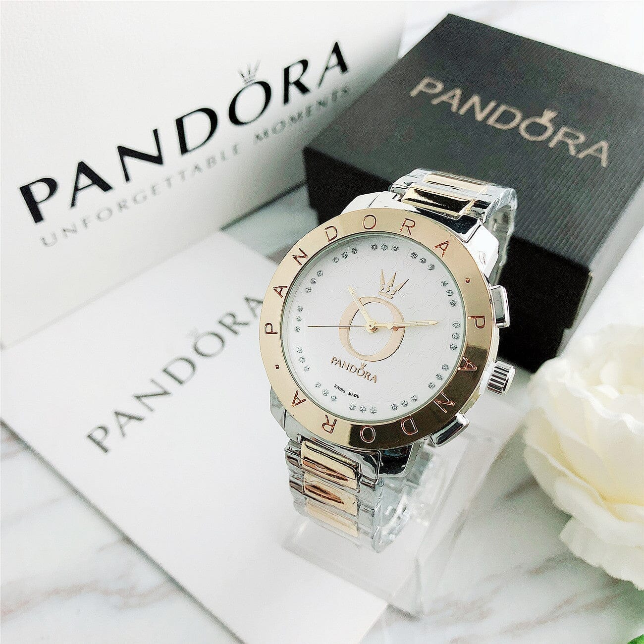P A N D O R A Valentine's Pandora Aurev Gold White 