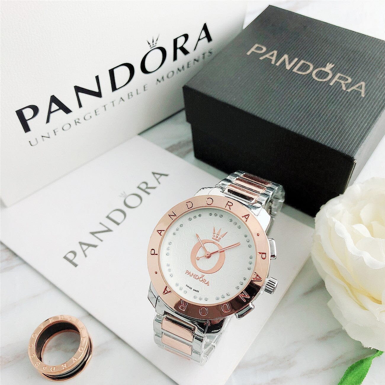 P A N D O R A Valentine's Pandora Aurev Rose White 