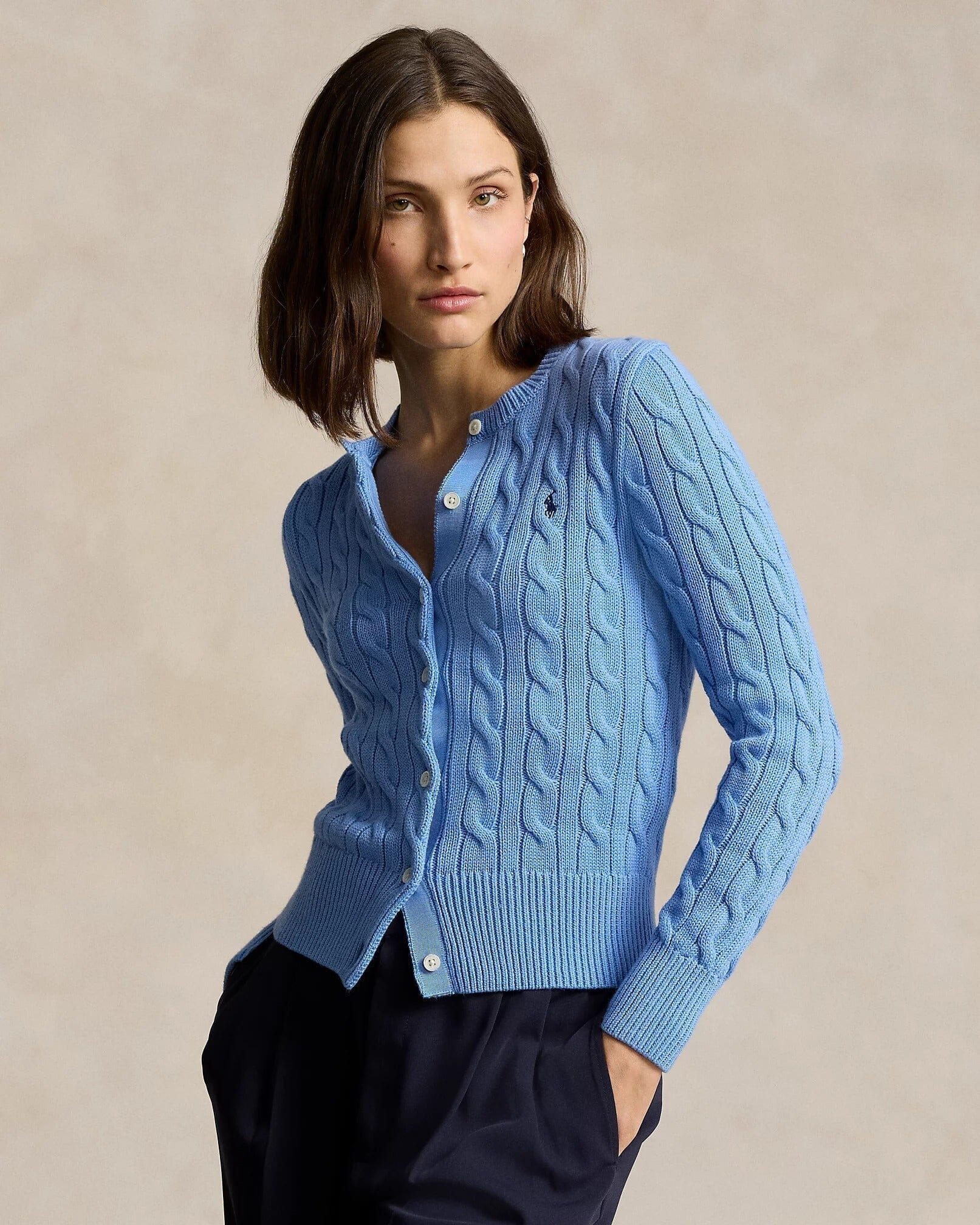 RL Cardigan | Cotton Cable-Knit Ralph Lauren Luxvian Blue XS 