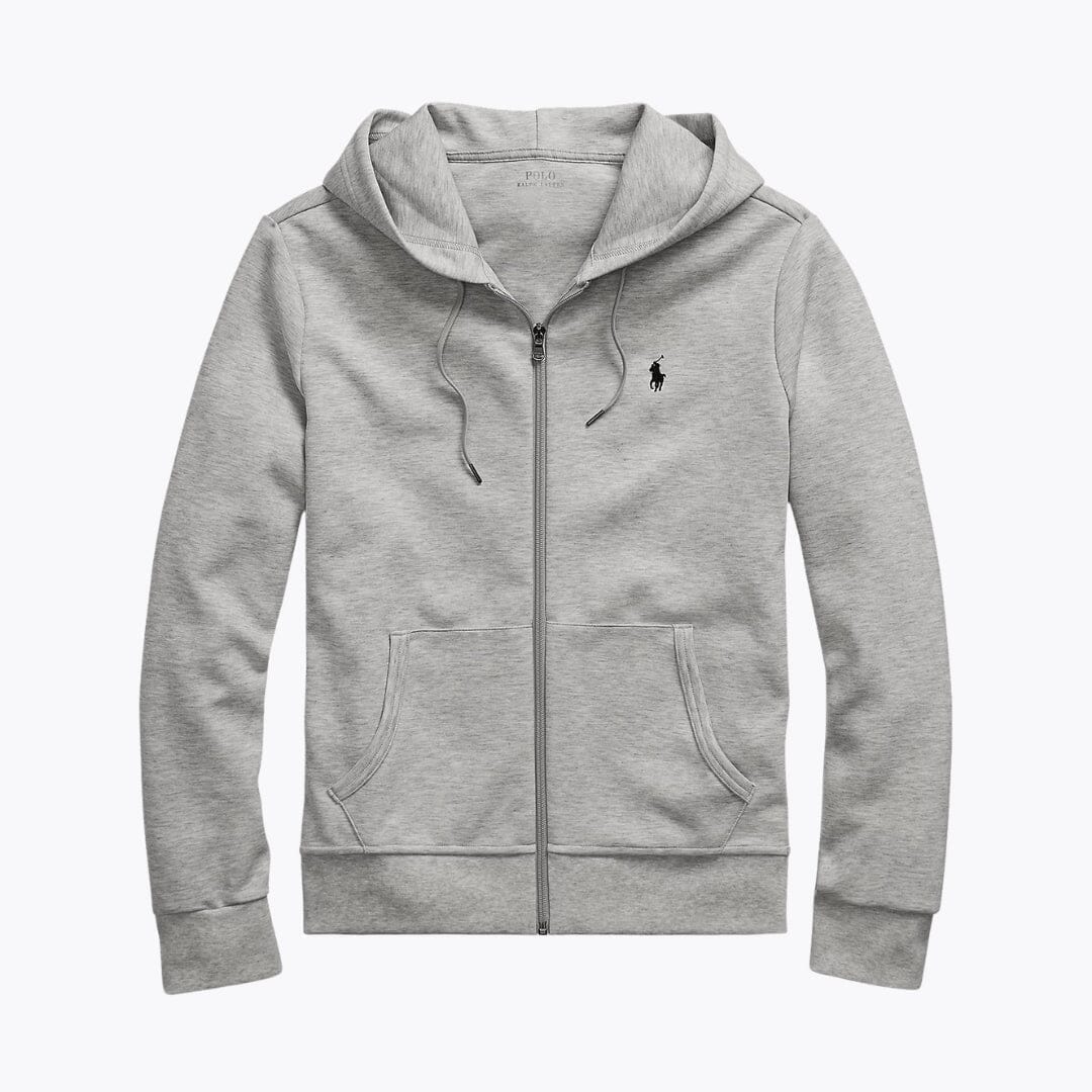 RL Double-Knit Full-Zip Hoodie Ralph Lauren Luxvian Light Sport Heather S 