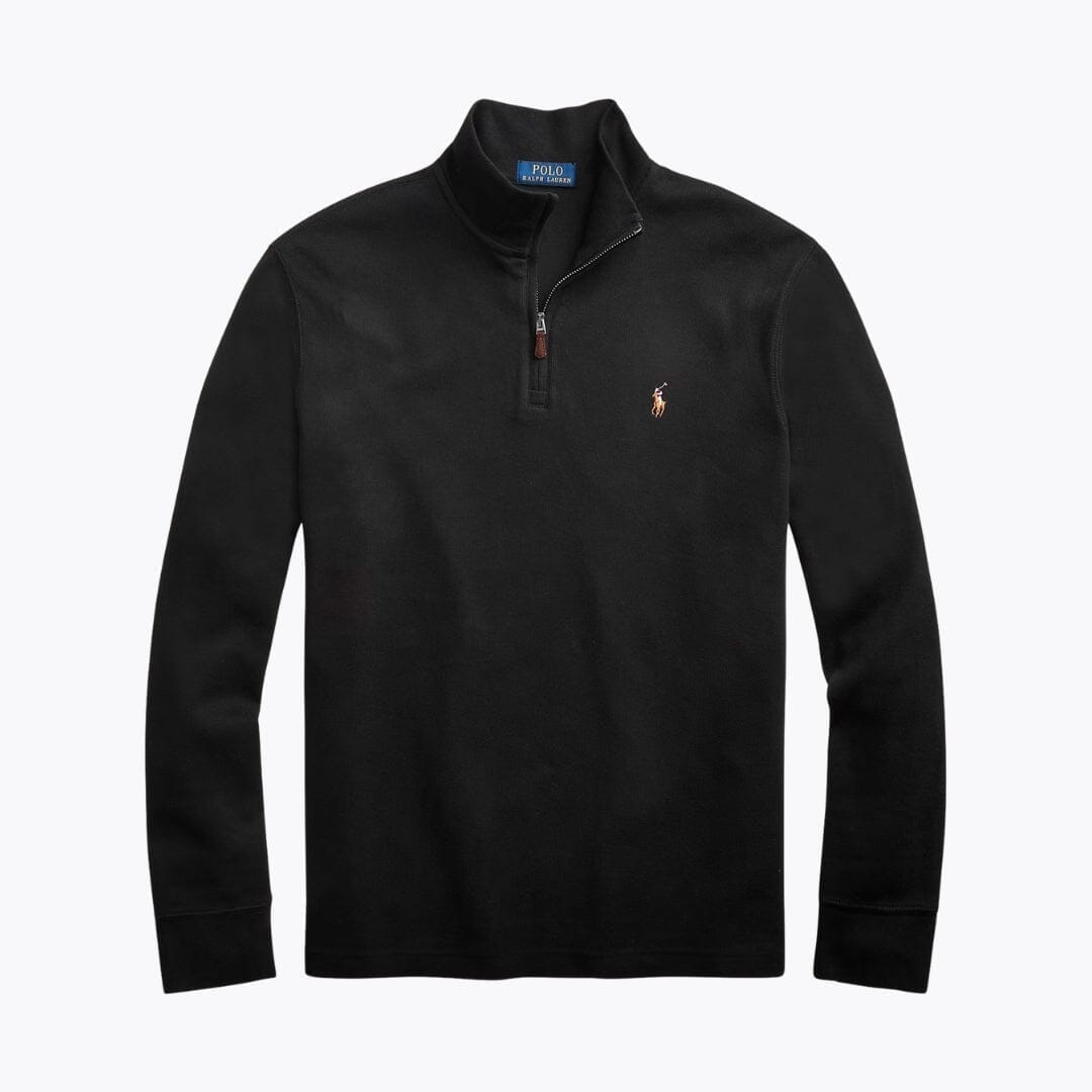 RL Estate-Rib Quarter-Zip Pullover Ralph Lauren Luxvian Black S 