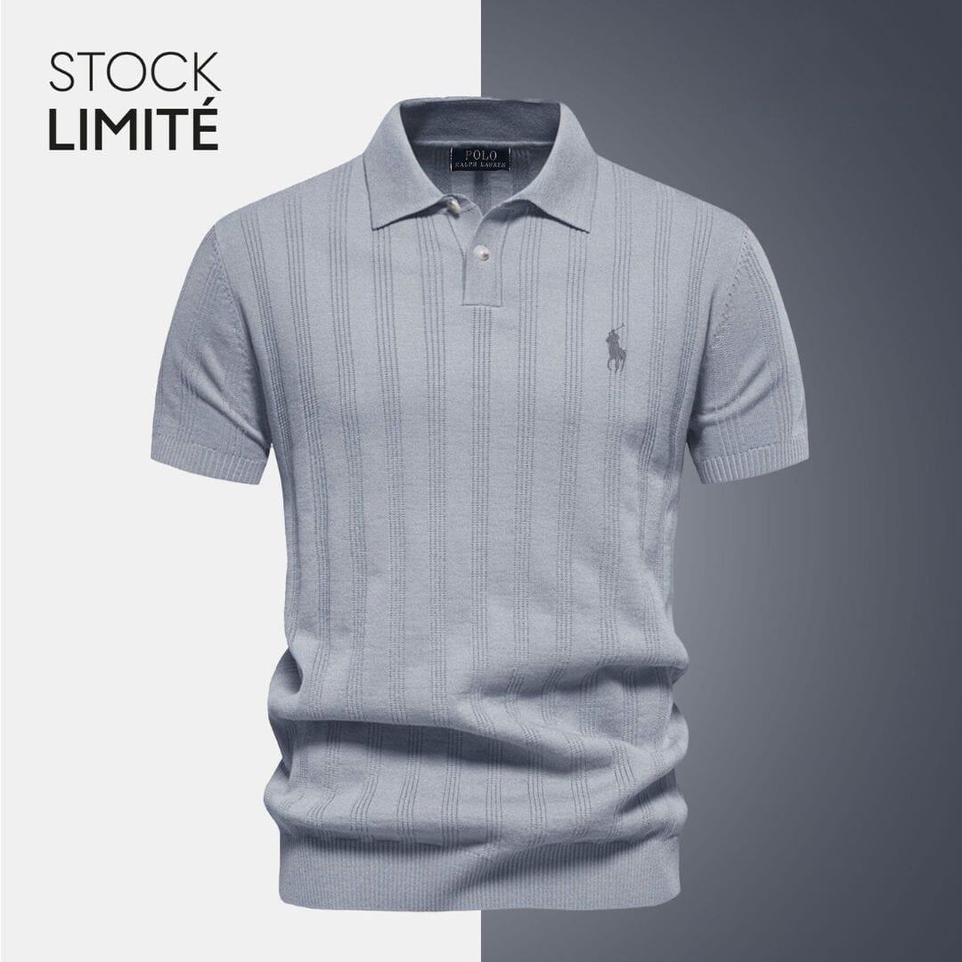RL Exclusive Men's Textured Knit Polo Shirt Ralph Lauren Luxvian Gray S 
