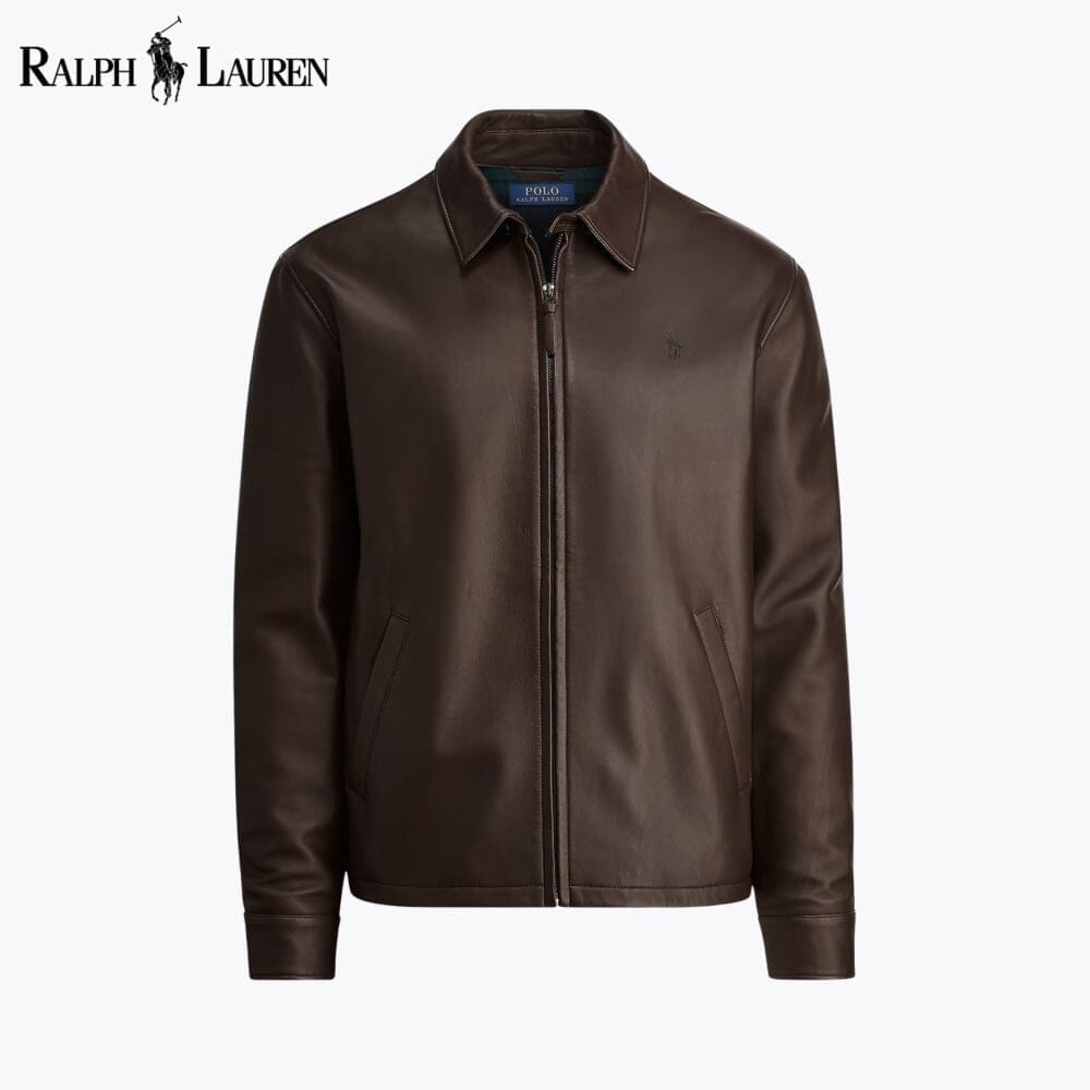 RL Leather Jacket Ralph Lauren Luxvian Bison Brown S 