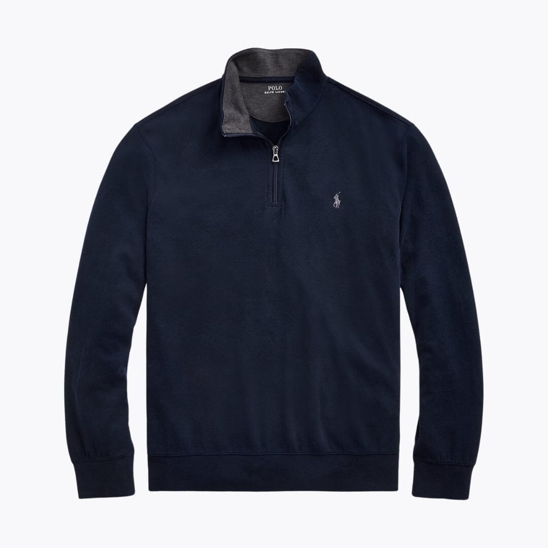 RL Luxury Jersey Quarter-Zip Pullover Ralph Lauren Aurev Aviator Navy S 