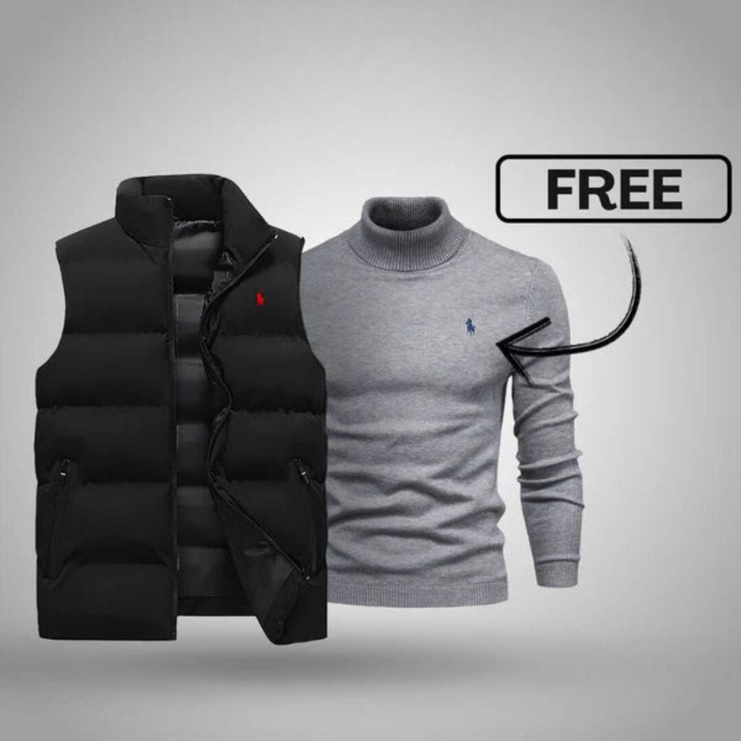 RL Men's Vest + Free Sweater (Clearance) Ralph Lauren Luxvian NoirSchwarz Grau M