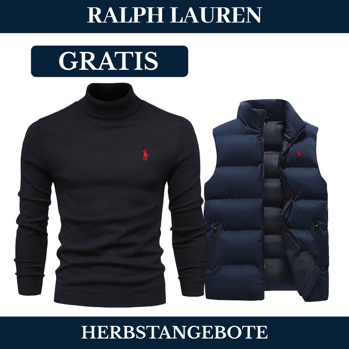 RL Weste + Gratis-Pullover (LAGERRÄUMUNG) Ralph Lauren Luxvian Blau Schwarz M